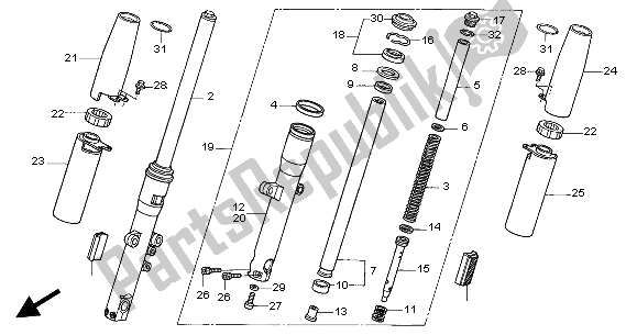 All parts for the Front Fork of the Honda VTX 1300S 2004