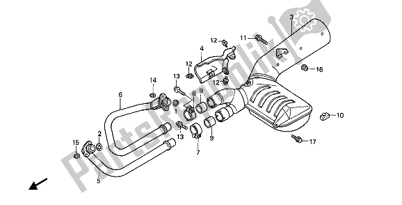 All parts for the Exhaust Muffler of the Honda NTV 650 1988