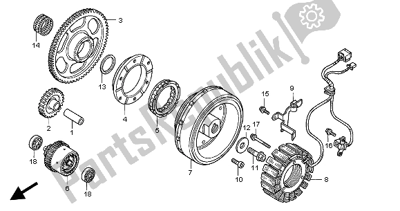 All parts for the Generator of the Honda VTX 1800C 2004