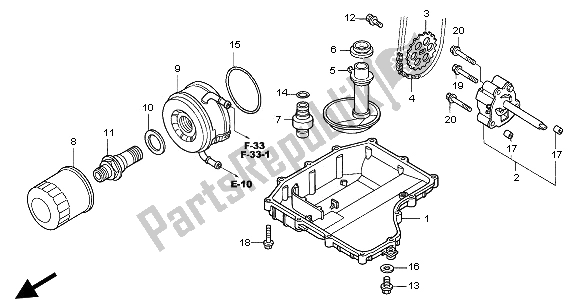 All parts for the Oil Pan & Oil Pump of the Honda CBR 900 RR 2002