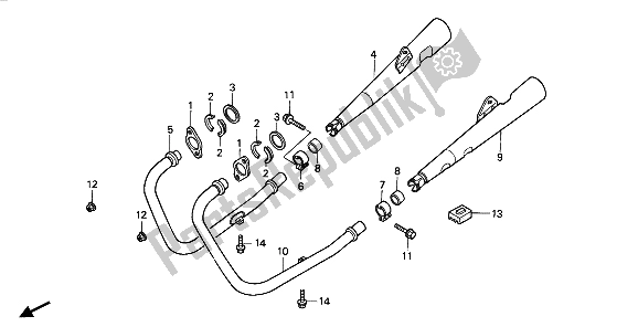 All parts for the Exhaust Muffler of the Honda XBR 500 1986