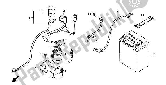 All parts for the Battery of the Honda TRX 500 FA Fourtrax Foreman Rubicon 2008