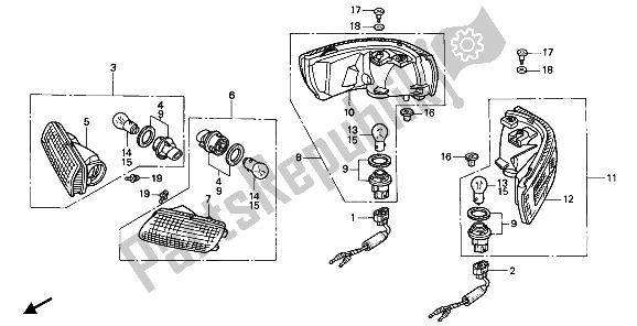 Toutes les pièces pour le Clignotant du Honda PC 800 1989