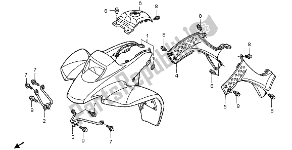 Todas las partes para Guardabarros Delantero de Honda TRX 250 EX Sporttrax 2003