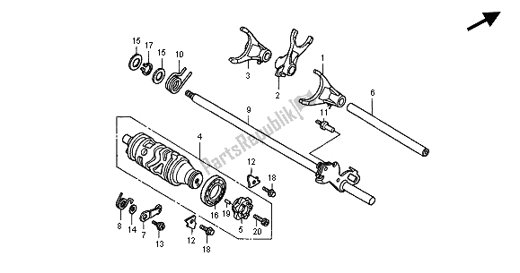 All parts for the Gearshift Drum of the Honda CB 600F Hornet 2001