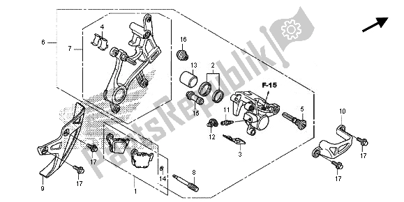 All parts for the Rear Brake Caliper of the Honda CRF 250R 2014