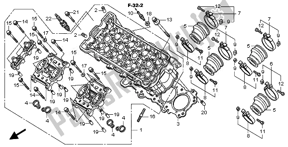 All parts for the Cylinder Head of the Honda CBF 600S 2008