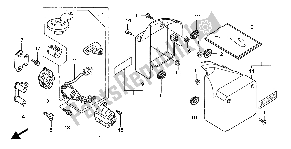 Todas as partes de Tampa Lateral do Honda VT 750 DC 2002