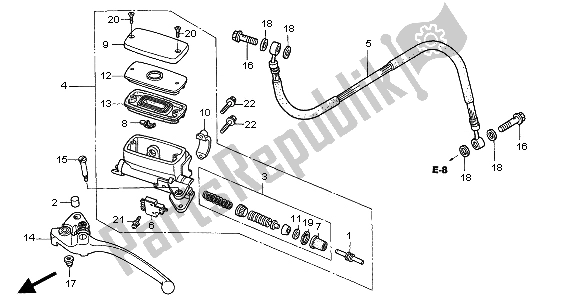 All parts for the Clutch Master Cylinder of the Honda VFR 800 FI 2001