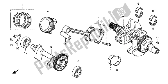 All parts for the Crankshaft & Piston of the Honda NC 700 XA 2013