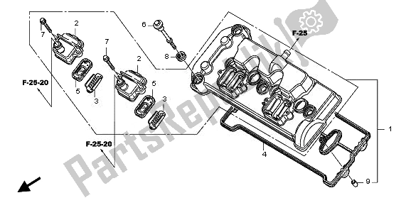 Alle onderdelen voor de Kleppendeksel van de Honda CBF 600N 2010