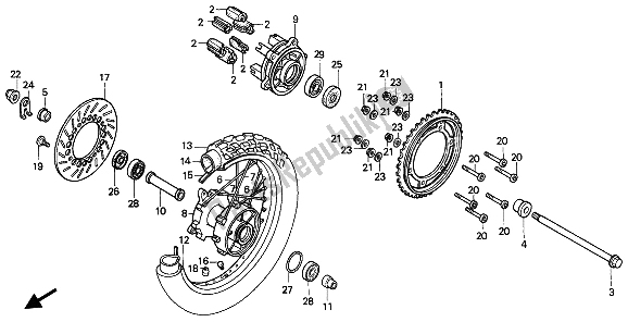 Tutte le parti per il Ruota Posteriore del Honda NX 650 1991