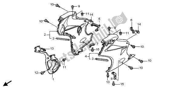 Tutte le parti per il Cappuccio Inferiore del Honda VFR 800 2003