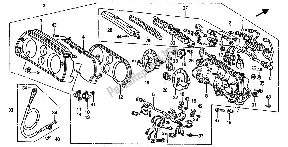 All parts for the Meter (kmh) of the Honda ST 1100A 1993