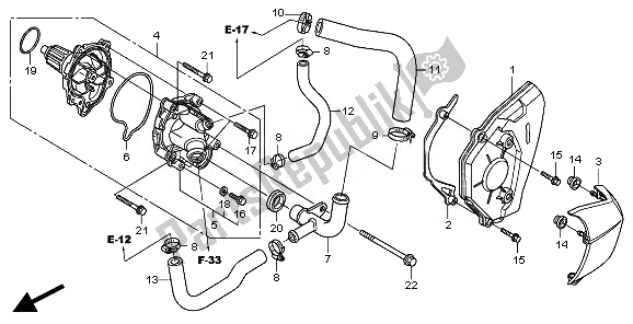 Alle onderdelen voor de Waterpomp van de Honda CBR 600 FA 2011