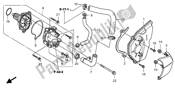 All parts for the Water Pump of the Honda CBF 600 NA 2008