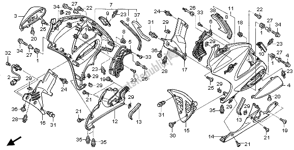 Tutte le parti per il Cappuccio Inferiore del Honda ST 1300A 2007