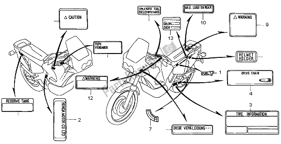 Alle onderdelen voor de Waarschuwingsetiket van de Honda XRV 750 Africa Twin 2000