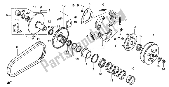 All parts for the Driven Face of the Honda NHX 110 WH 2010