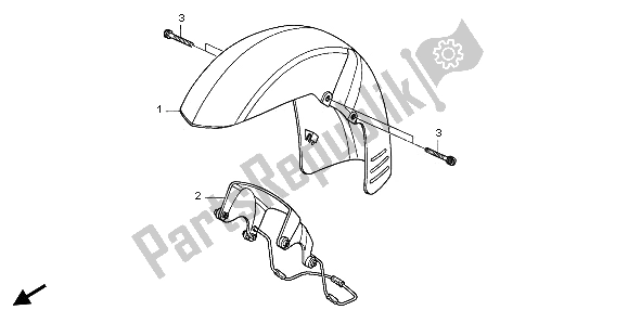 All parts for the Front Fender of the Honda VTX 1300S 2003