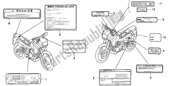 All parts for the Caution Label of the Honda NX 650 1994