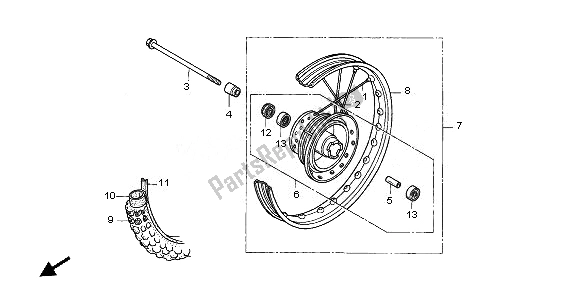 All parts for the Front Wheel of the Honda CRF 70F 2010