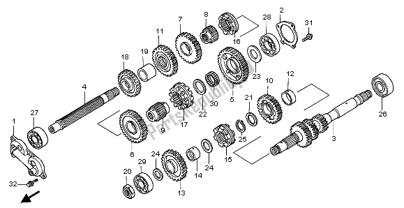 All parts for the Transmission of the Honda GL 1500C 1999