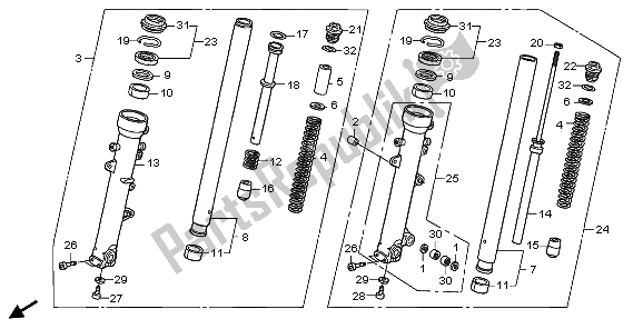 All parts for the Front Fork of the Honda XL 1000 VA 2009