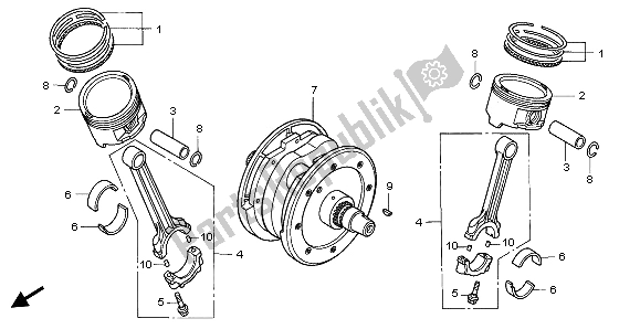 All parts for the Crankshaft & Piston of the Honda VTX 1800C 2003