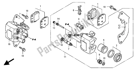 All parts for the Front Brake Caliper of the Honda TRX 420 FA Fourtrax Rancher AT 2012