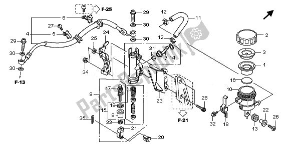 Todas las partes para Cilindro Maestro Del Freno Trasero de Honda CBR 1000 RR 2008