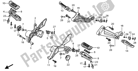 All parts for the Step of the Honda VTR 1000F 2006