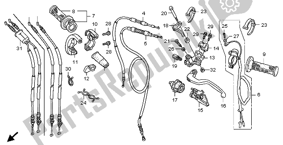 Todas las partes para Manejar Palanca E Interruptor Y Cable de Honda CRF 250R 2007