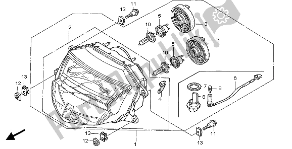 All parts for the Headlight (uk) of the Honda CBR 1100 XX 2006