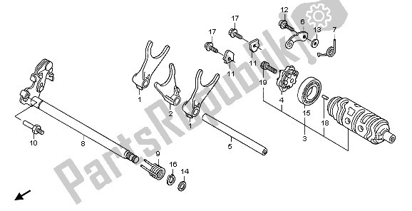 All parts for the Gearshift Drum of the Honda XL 1000 VA 2009