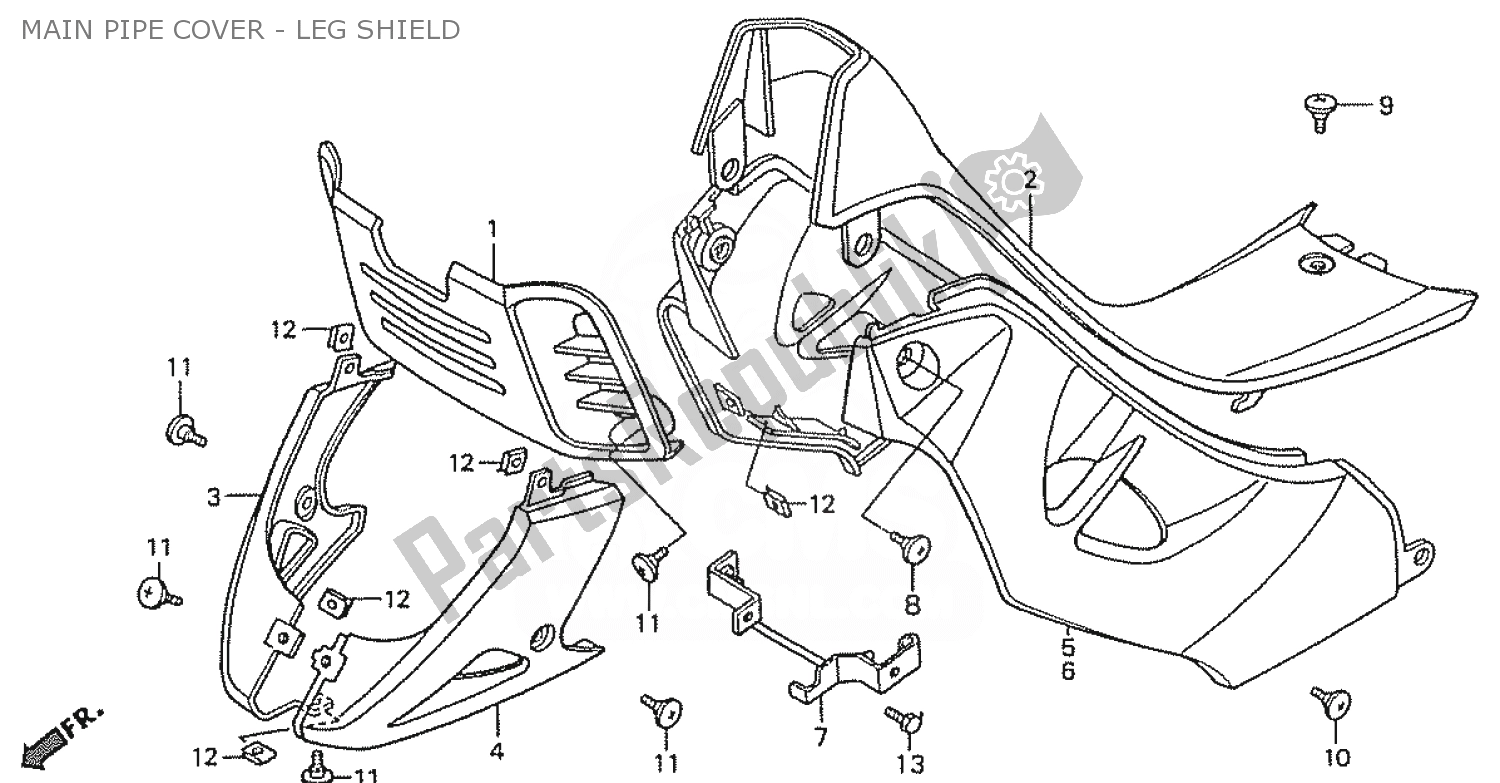 All parts for the Main Pipe Cover - Leg Shield of the Honda ZN 110 Nice 1950 - 2023