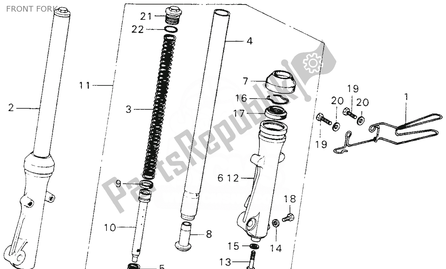 Toutes les pièces pour le Fourche Avant du Honda MT 125 1974