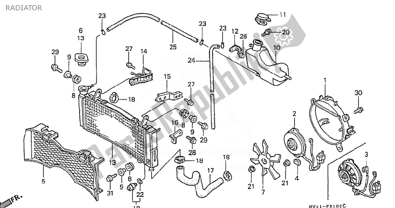 Todas as partes de Radiador do Honda CBR 400 RR 1990