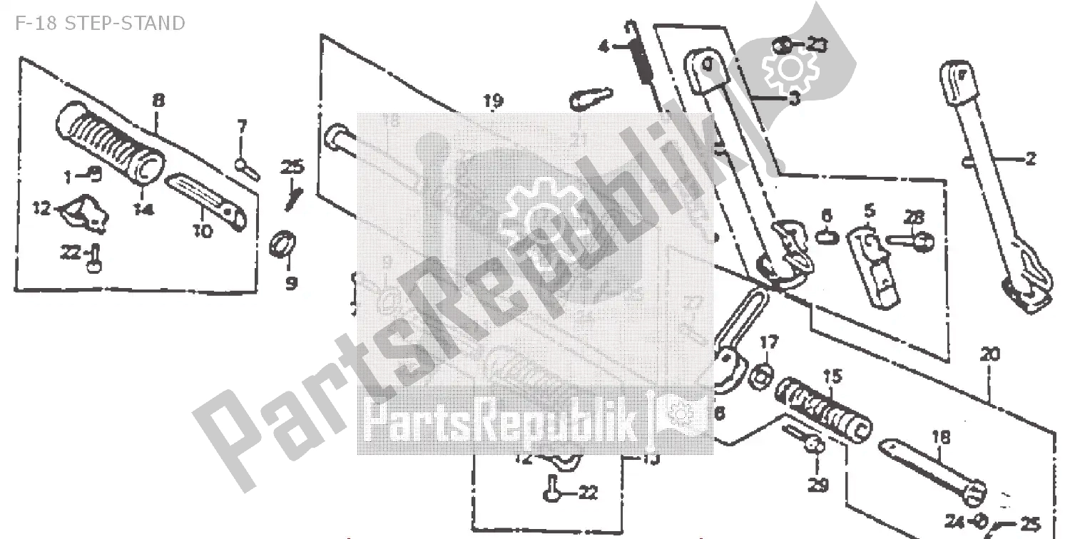 Toutes les pièces pour le F-18 Step-stand du Honda MBX 50 1985