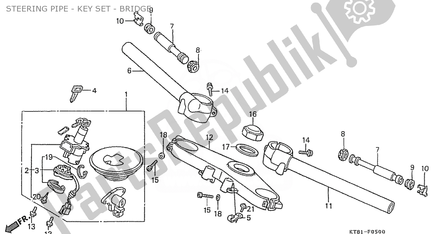 All parts for the Steering Pipe - Key Set - Bridge of the Honda CBR 400 RR 1986