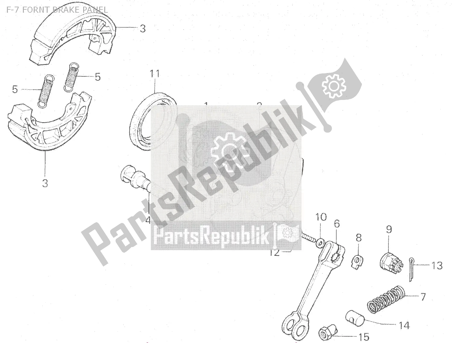 All parts for the F-7 Fornt Brake Panel of the Honda MB 100 1980