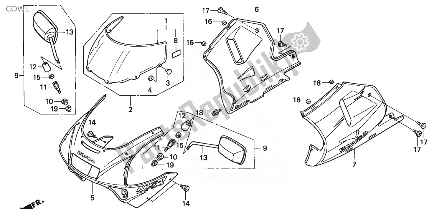 Todas as partes de Capuz do Honda NSR 75 1992