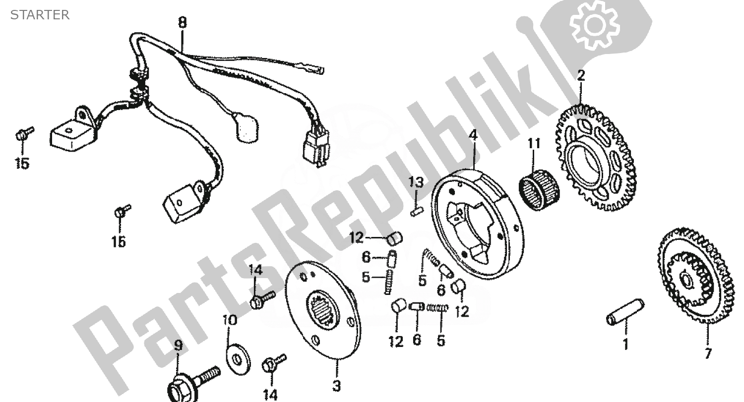 All parts for the Starter of the Honda VFR 400 1986