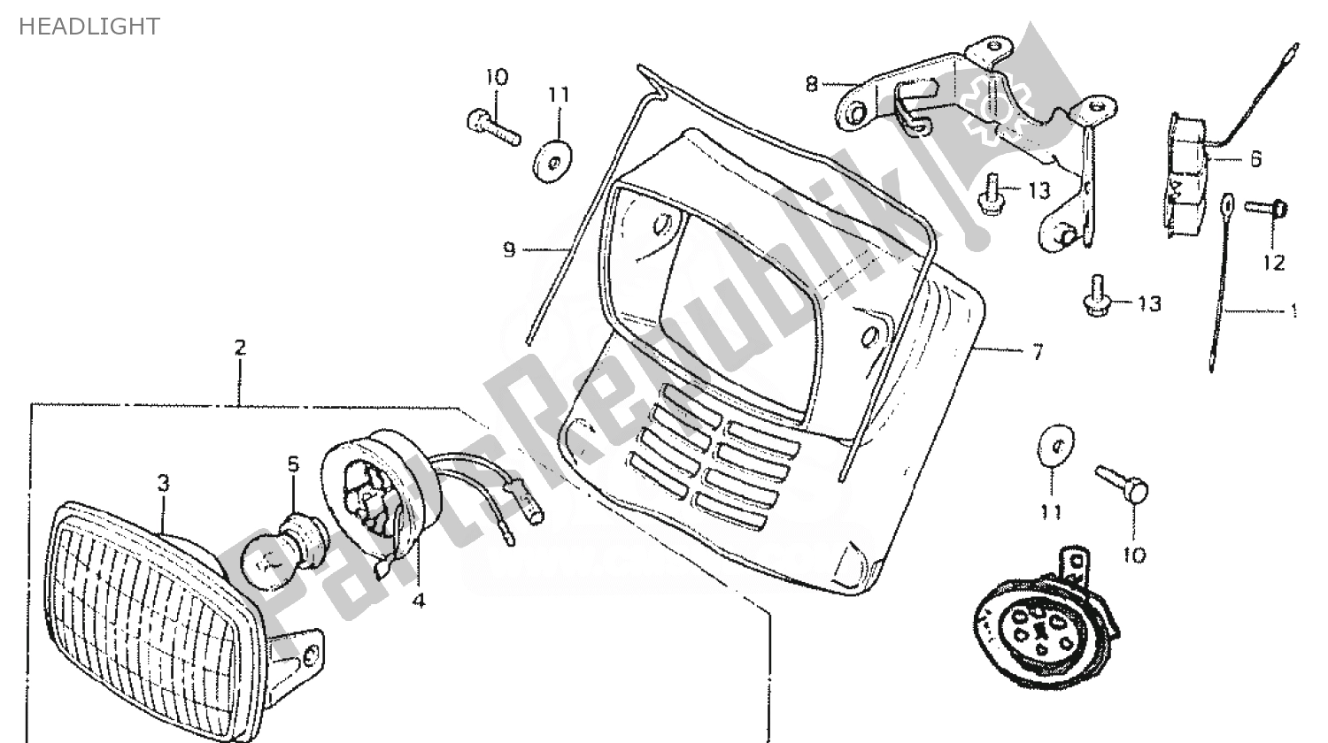 Tutte le parti per il Faro del Honda MT 50 1980