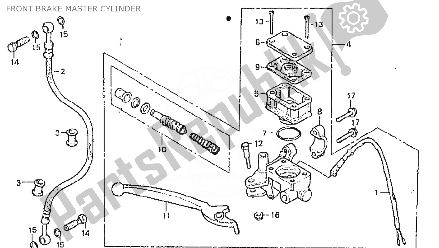 All parts for the Front Brake Master Cylinder of the Honda MB 50 1979
