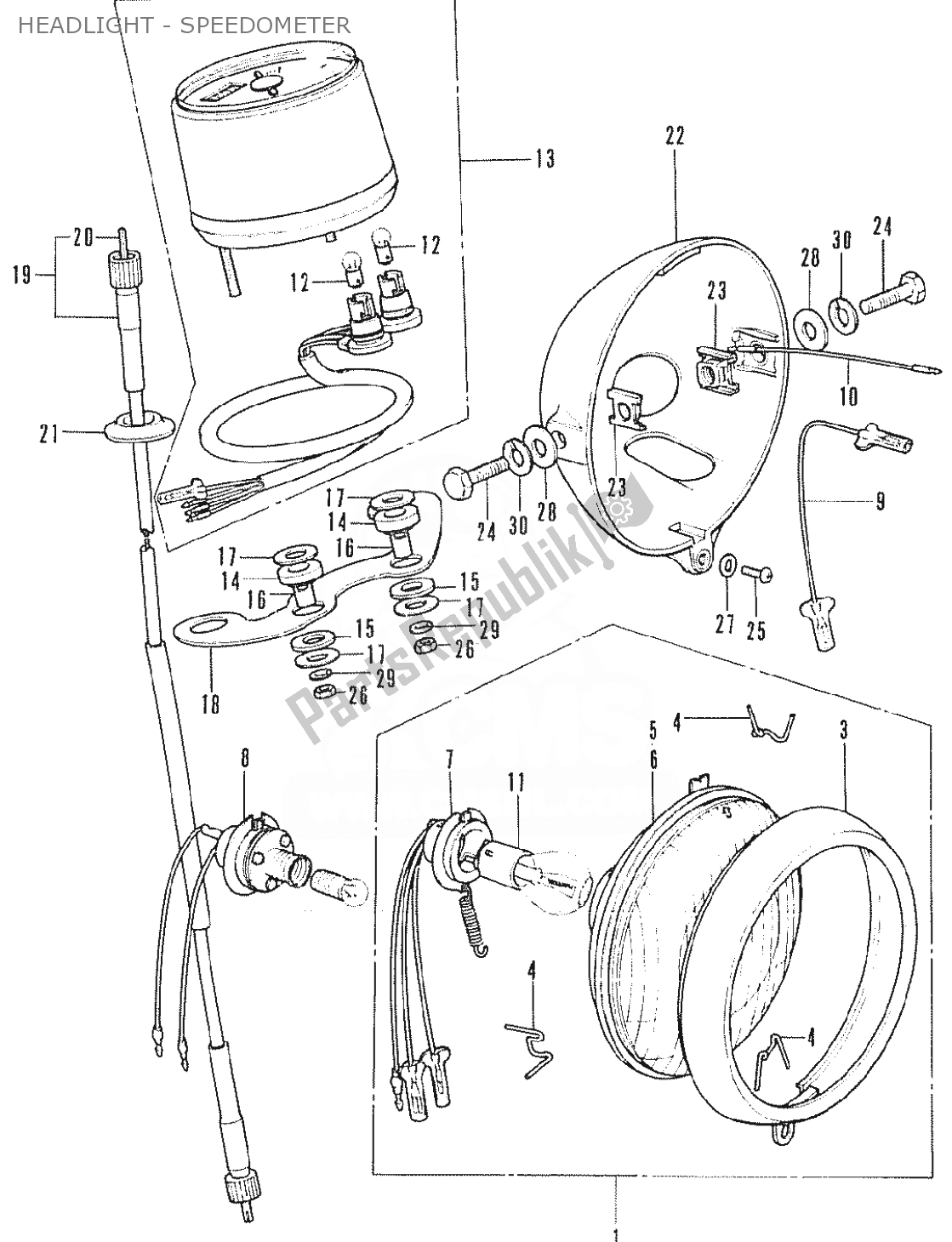 Alle onderdelen voor de Headlight - Speedometer van de Honda SS 50 1950 - 2023