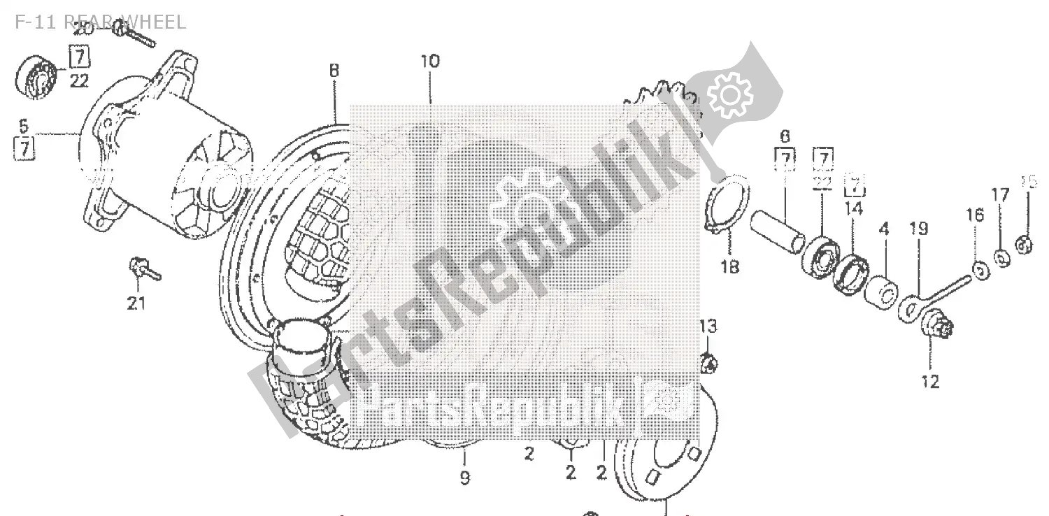 All parts for the F-11 Rear Wheel of the Honda ST 50 DAX 1992