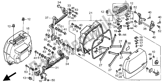 All parts for the Saddlebag of the Honda ST 1100A 1997