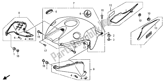 All parts for the Top Shelter of the Honda CBR 1000 RR 2013