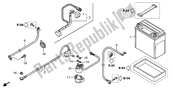 All parts for the Battery of the Honda TRX 420 FA Fourtrax Rancher AT 2011